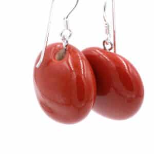 Boucles d'oreilles Soleil en céramique pour femme couleur cerise