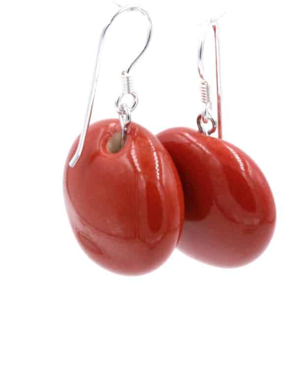 Boucles d'oreilles Soleil en céramique pour femme couleur cerise