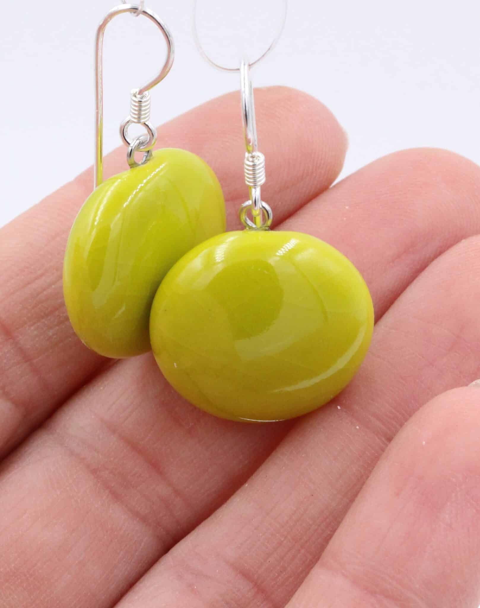 Boucles d'oreilles Soleil en céramique pour femme couleur anis