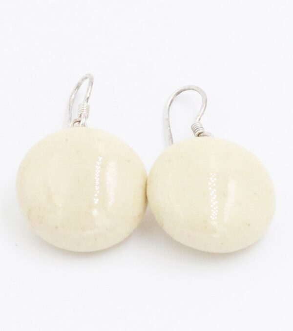 Boucles d'oreilles Soleil en céramique pour femme couleur ivoire