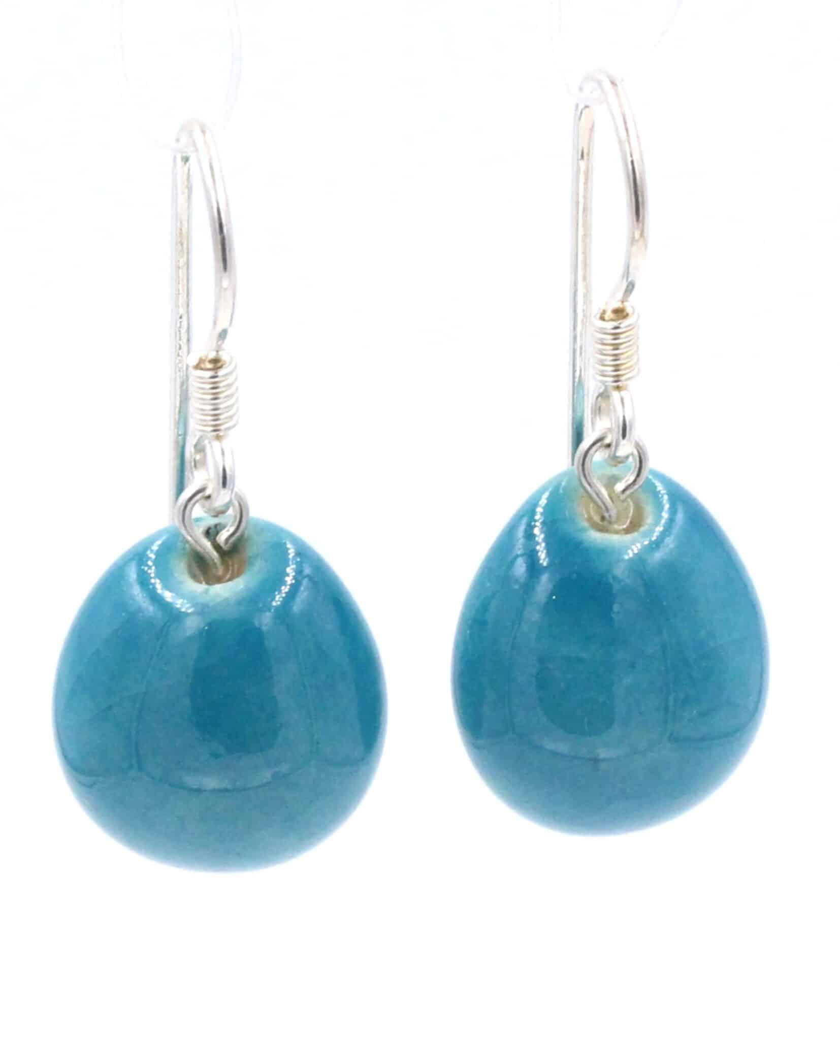 Boucles d'oreilles Gouttes d'eau en céramique pour femme couleur turquoise