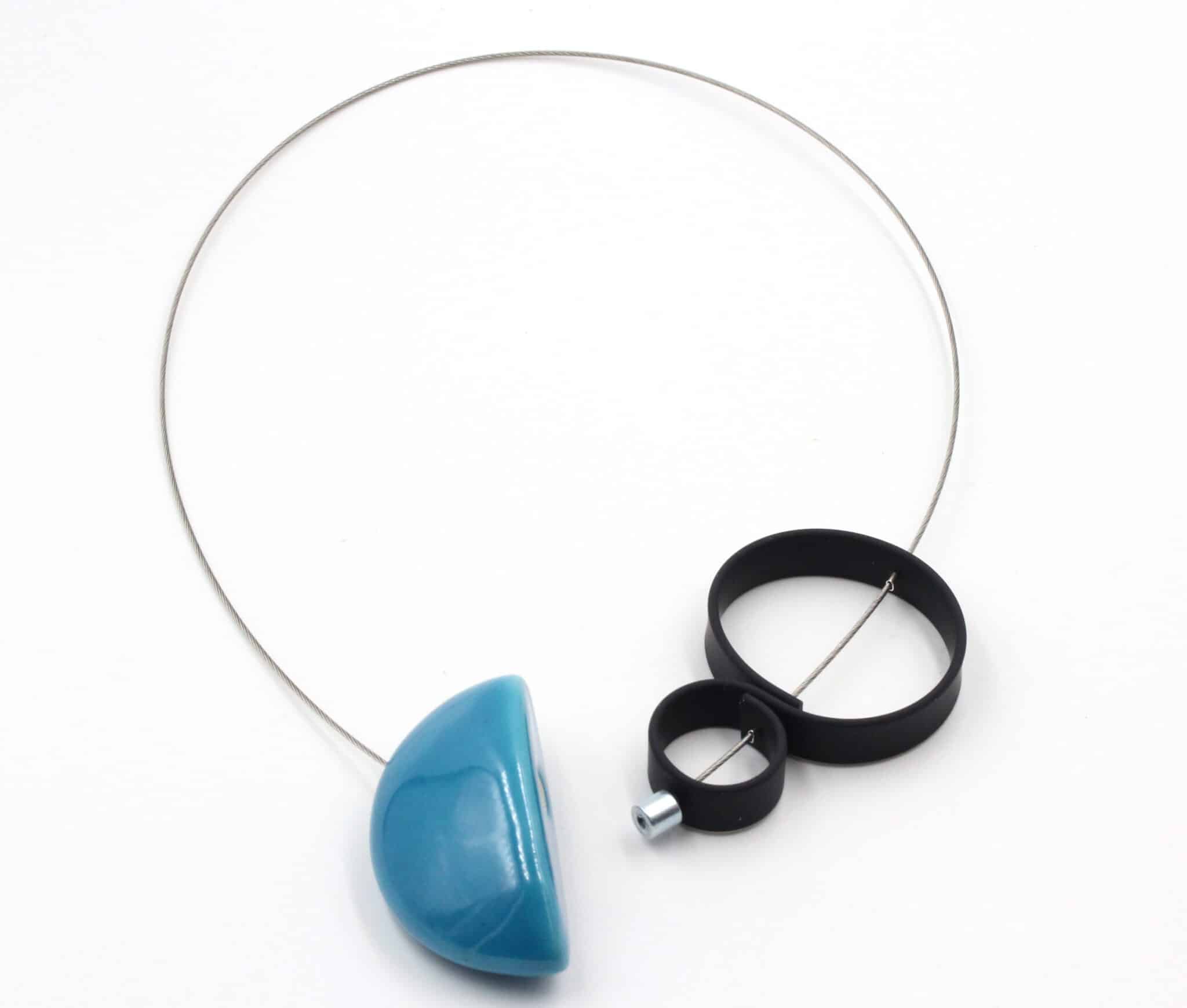 Bijou Stella en céramique artisanale pour femme couleur turquoise