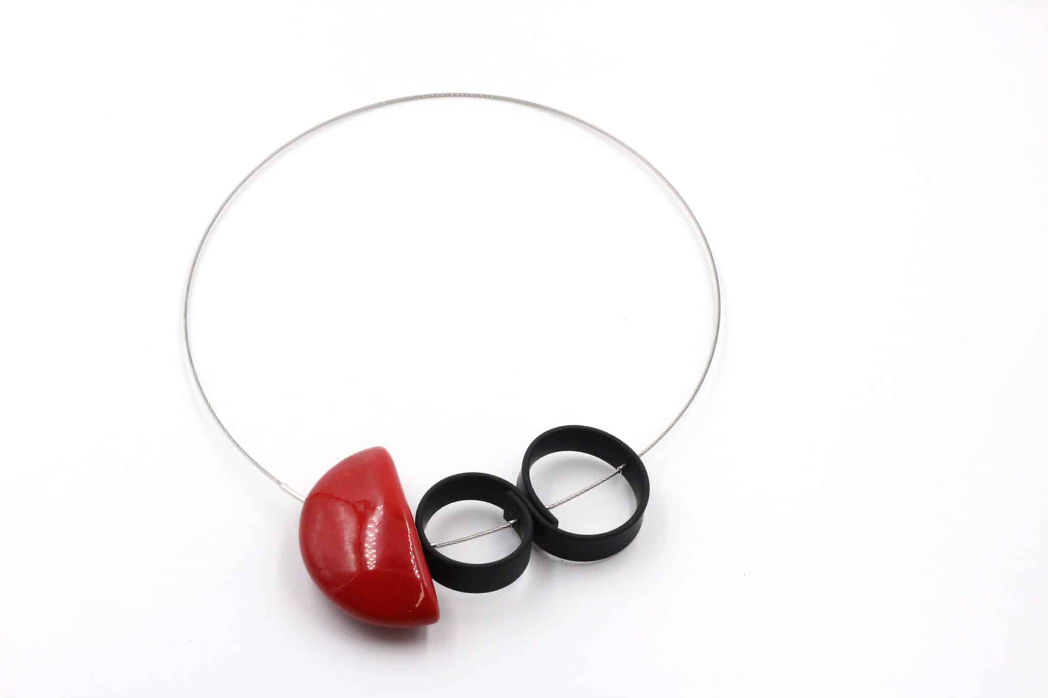 Collier Stella en céramique pour femme couleur cerise