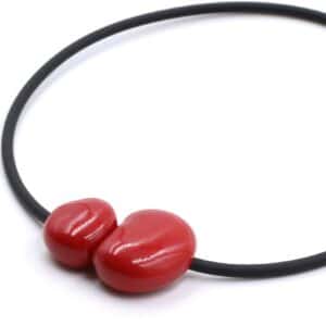 Collier en céramique big galet pour femme couleur cerise