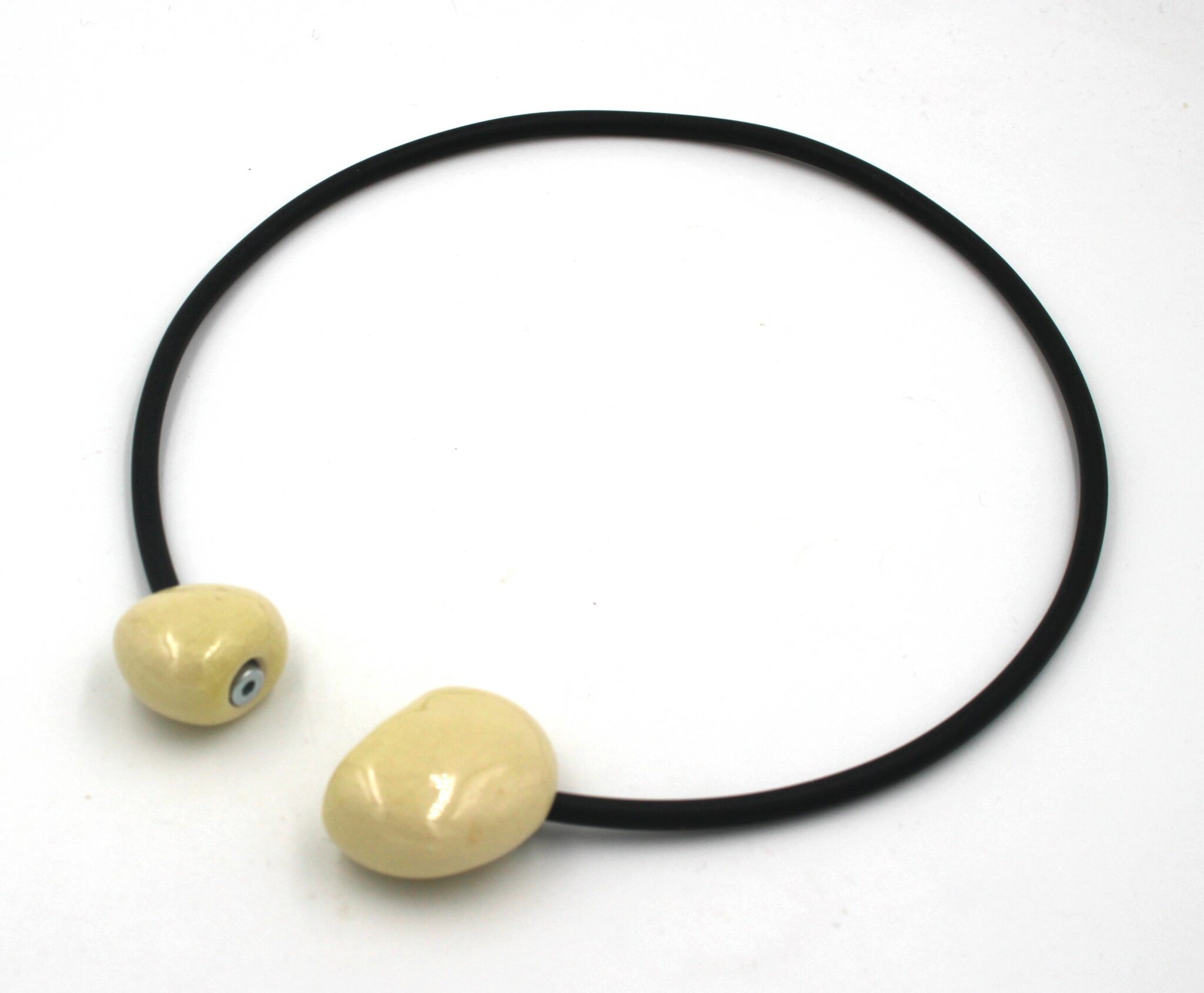 Bijou en céramique pour femme, collier artisanal ivoire