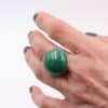 Bague bulle en céramique artisanale pour femme couleur vert feuille