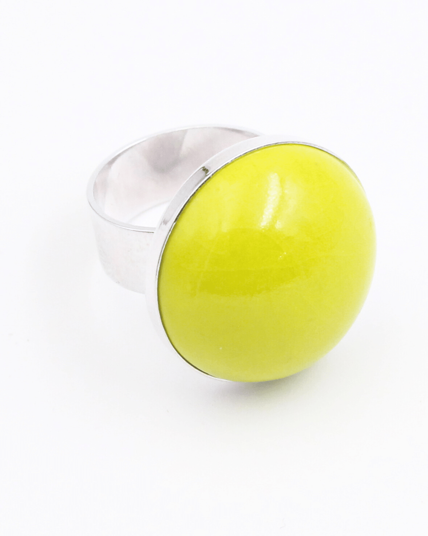 Bague bulle en céramique artisanale couleur anis