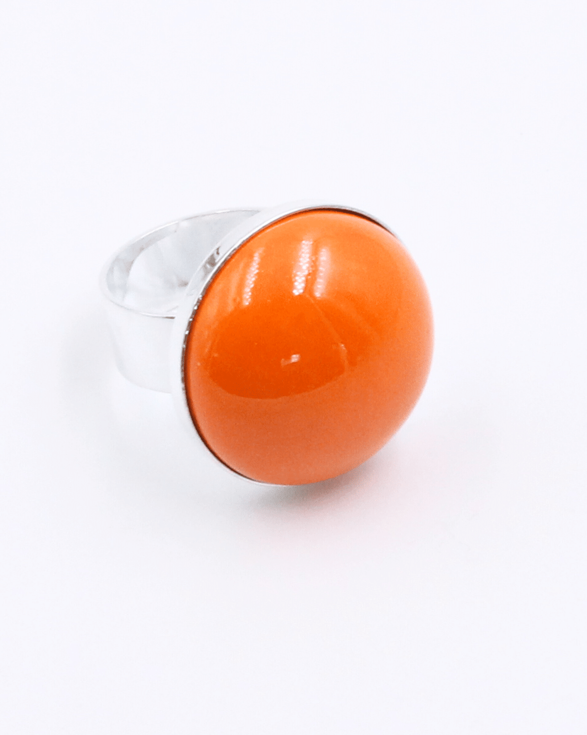 Bague bulle en céramique artisanale couleur orange