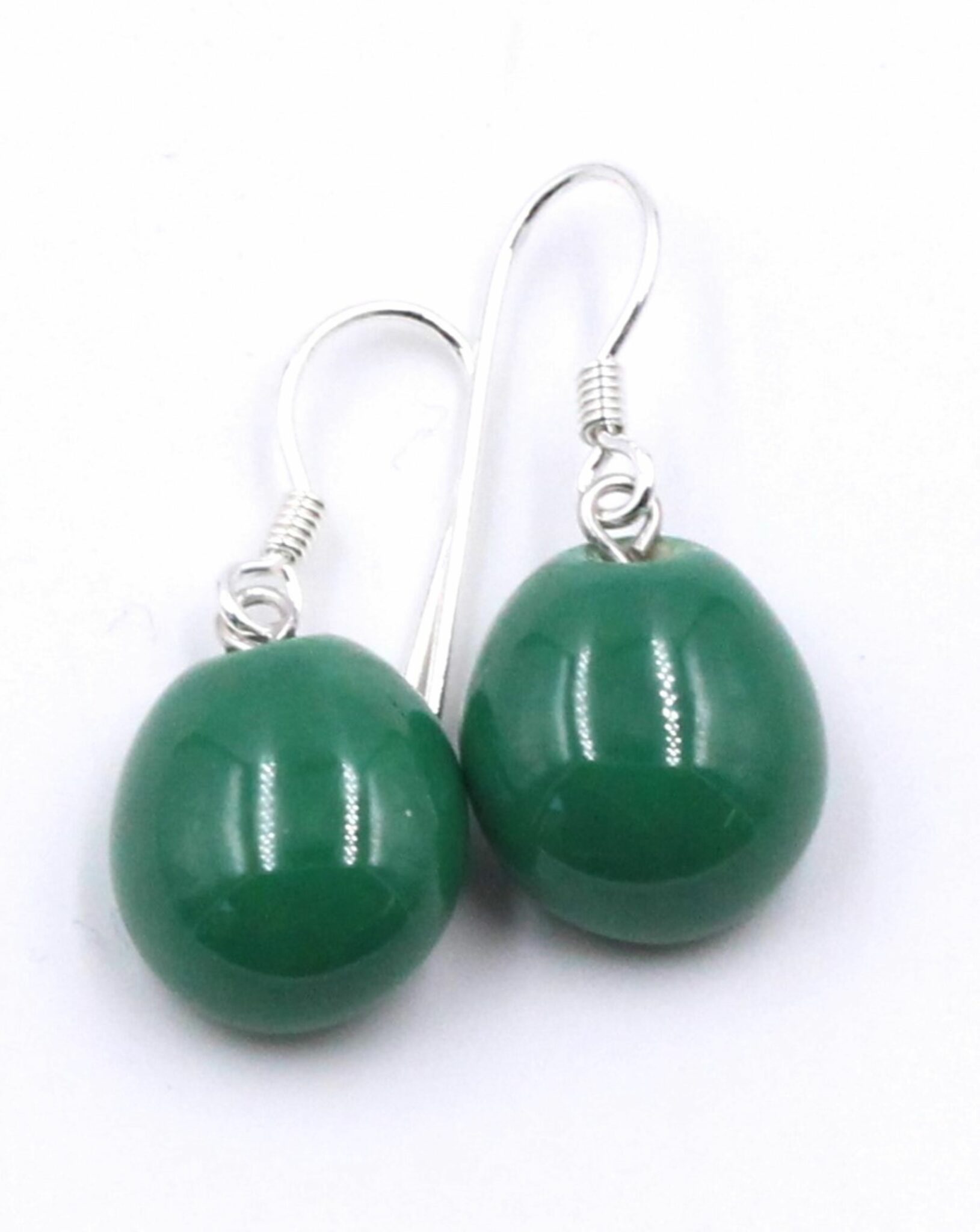 Boucles d'oreilles Gouttes d'eau en céramique pour femme couleur vert feuille