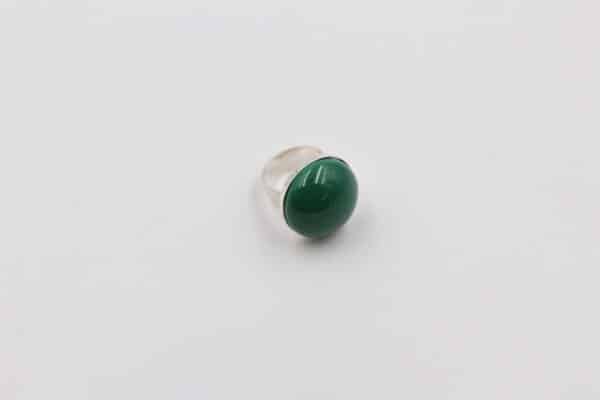 Bague bulle en céramique artisanale pour femme couleur vert feuille