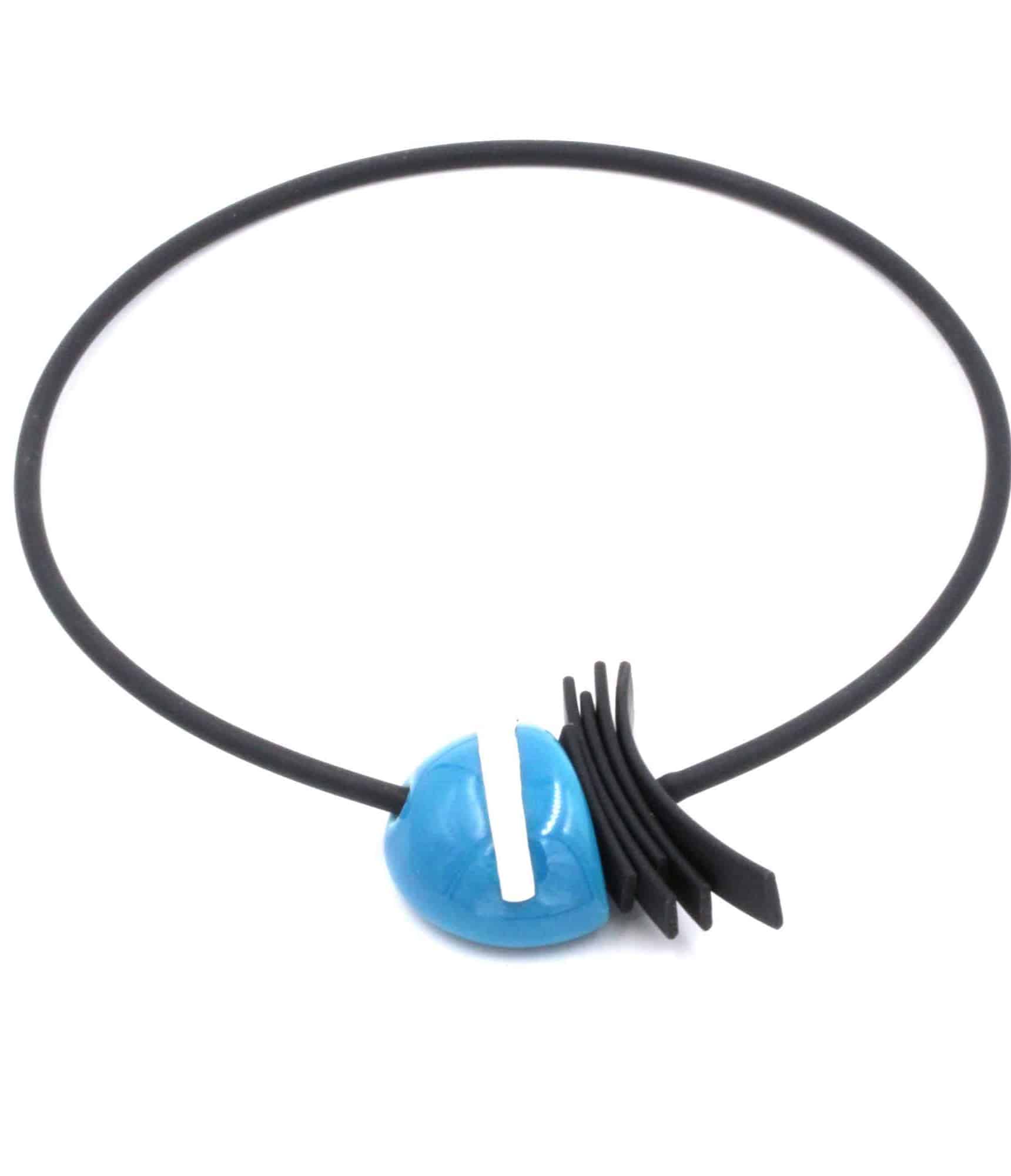 Collier Slash en céramique pour femme couleur turquoise