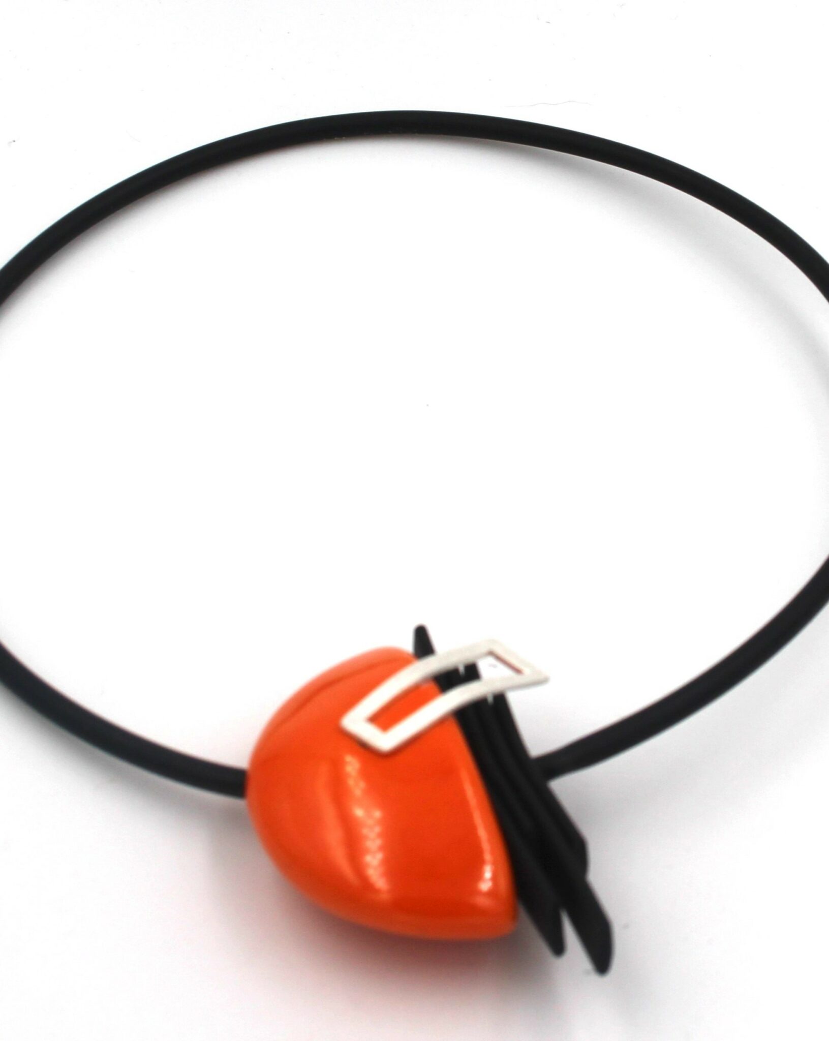 Collier Time en céramique pour femme couleur orange