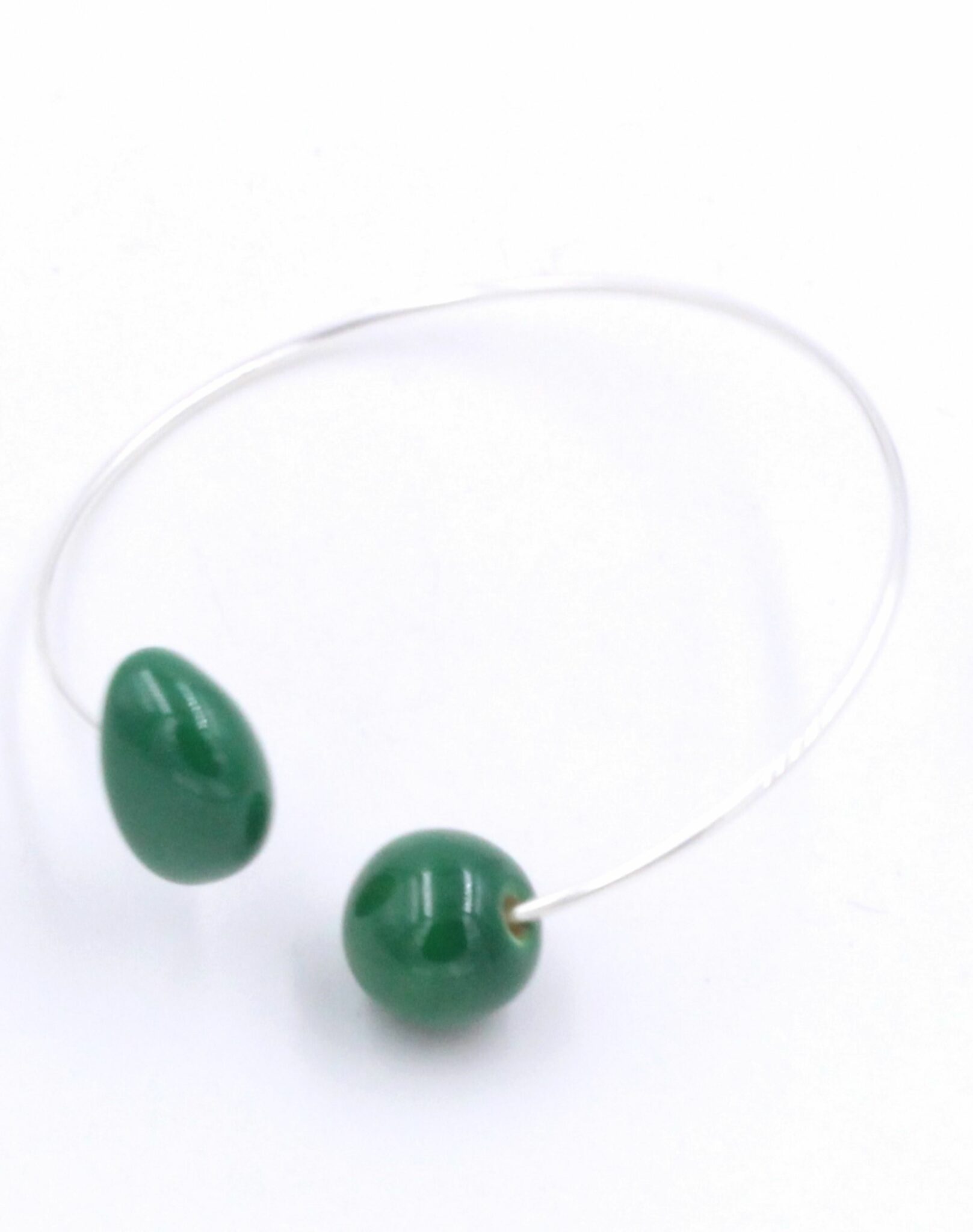 Bracelet inca argent en Céramique pour femme couleur vert feuille