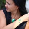 Bracelet Soleil argent en Céramique pour femme couleur vert feuille