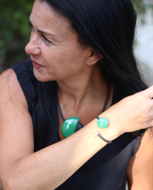 Bracelet Soleil argent en Céramique pour femme couleur vert feuille