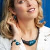 Bijoux Gouttes d'eau en céramique artisanale pour femme couleur bleu canard