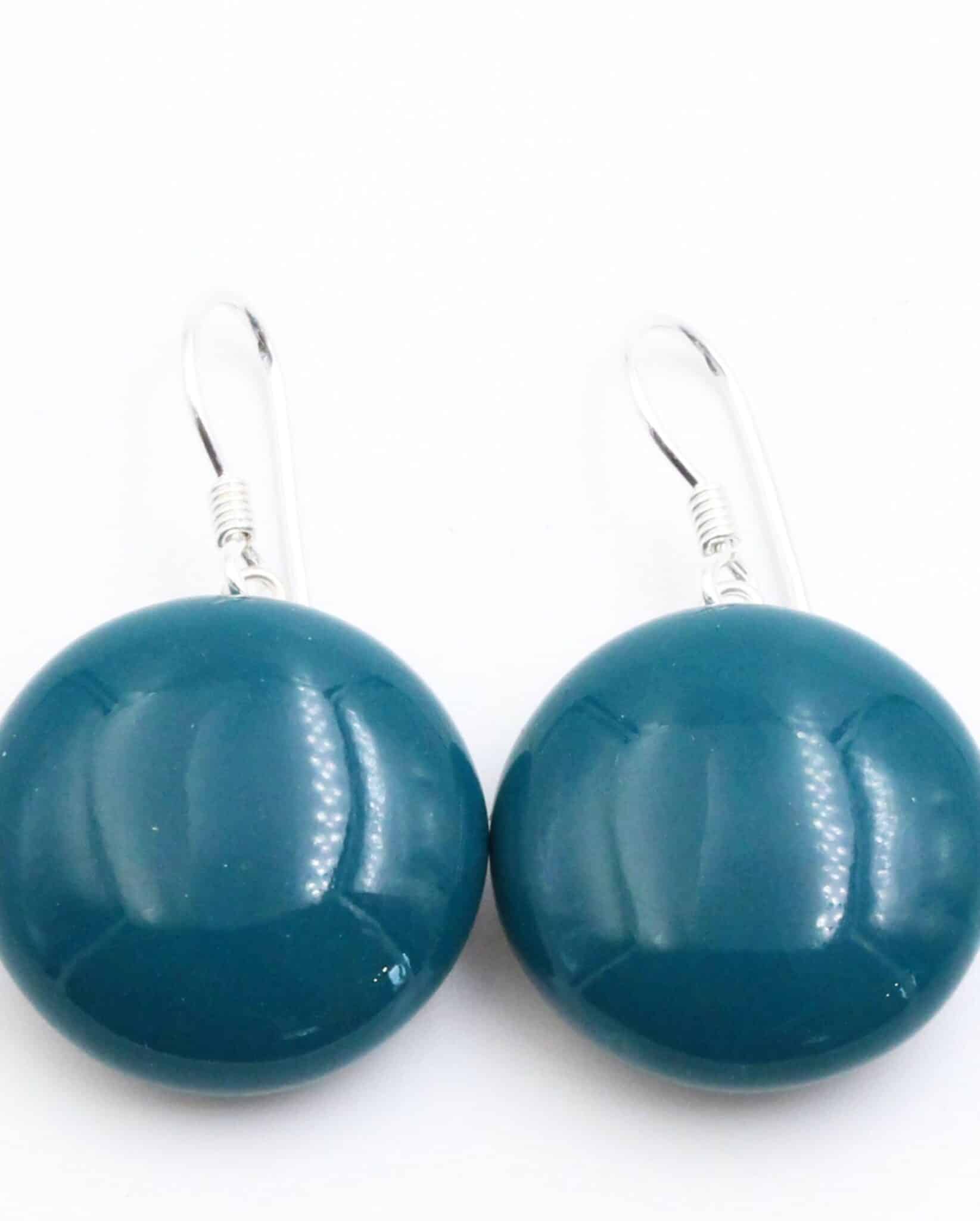 Boucles d'oreilles Soleil en céramique pour femme couleur bleu canard