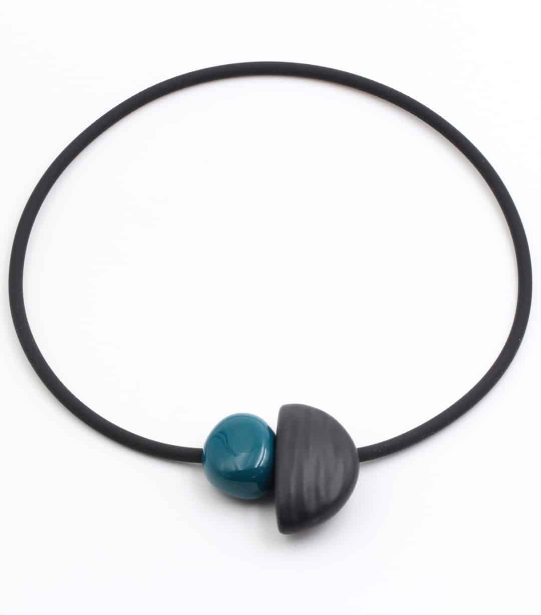 Collier Léo en céramique pour femme couleur bleu canard