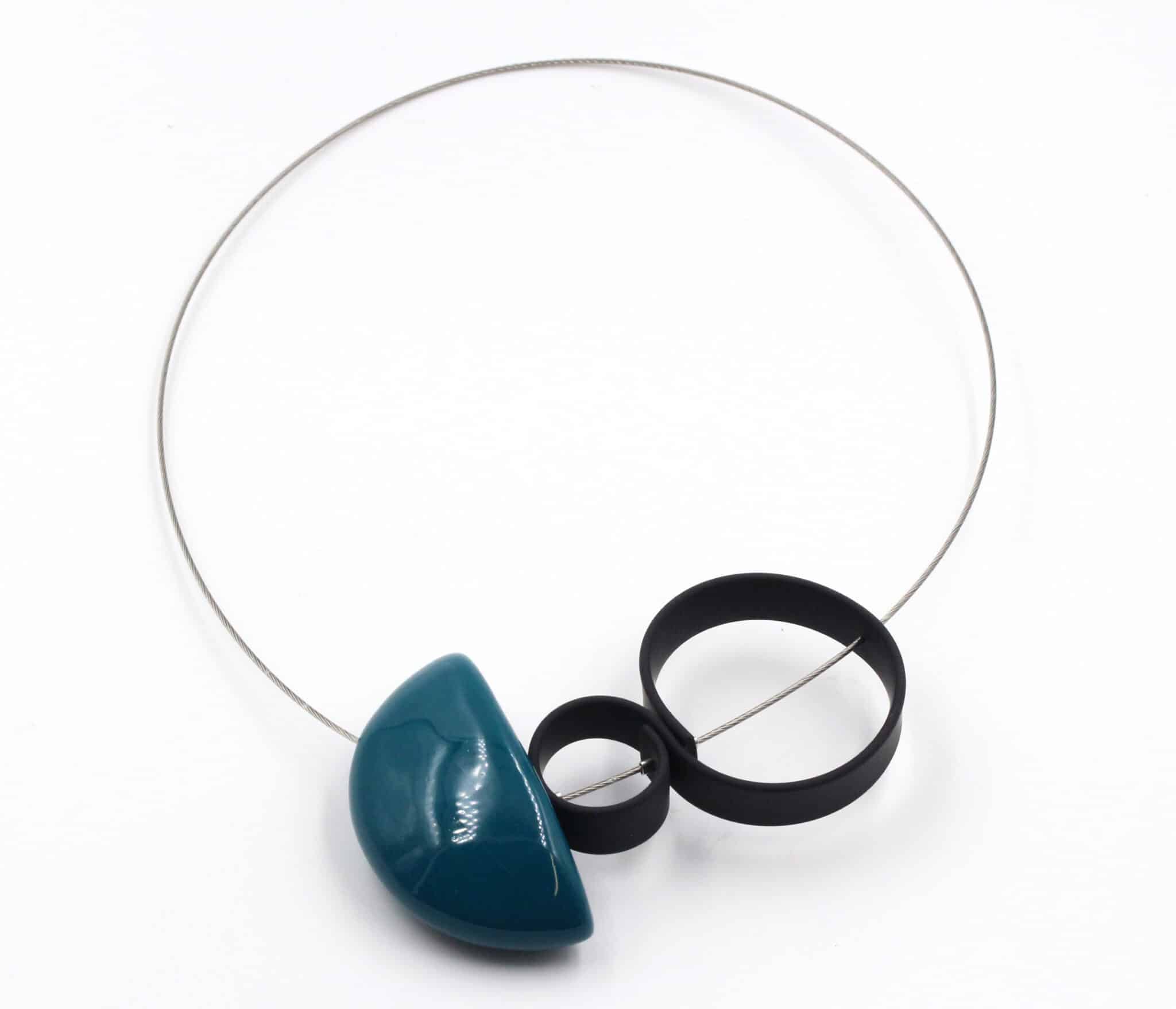 Collier Stella en céramique pour femme couleur bleu canard