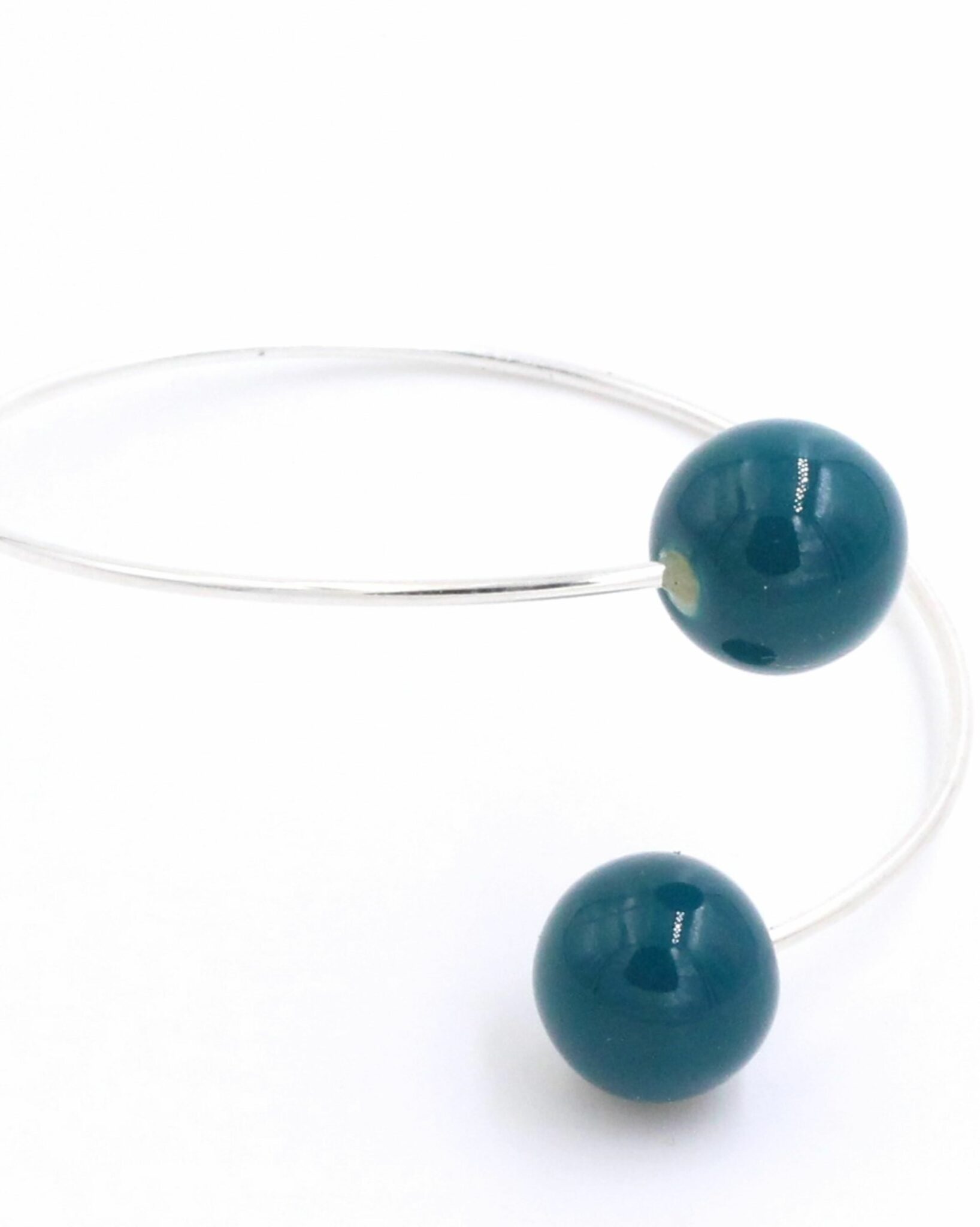 bracelet perle duo acier en céramique pour femme couleur bleu canard
